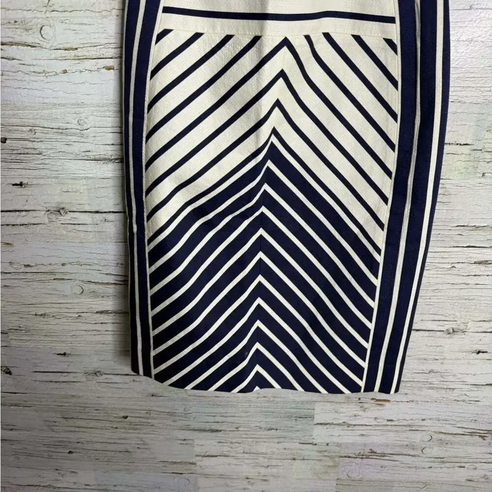J. Crew Navy and Cream Striped Pencil Skirt size 2